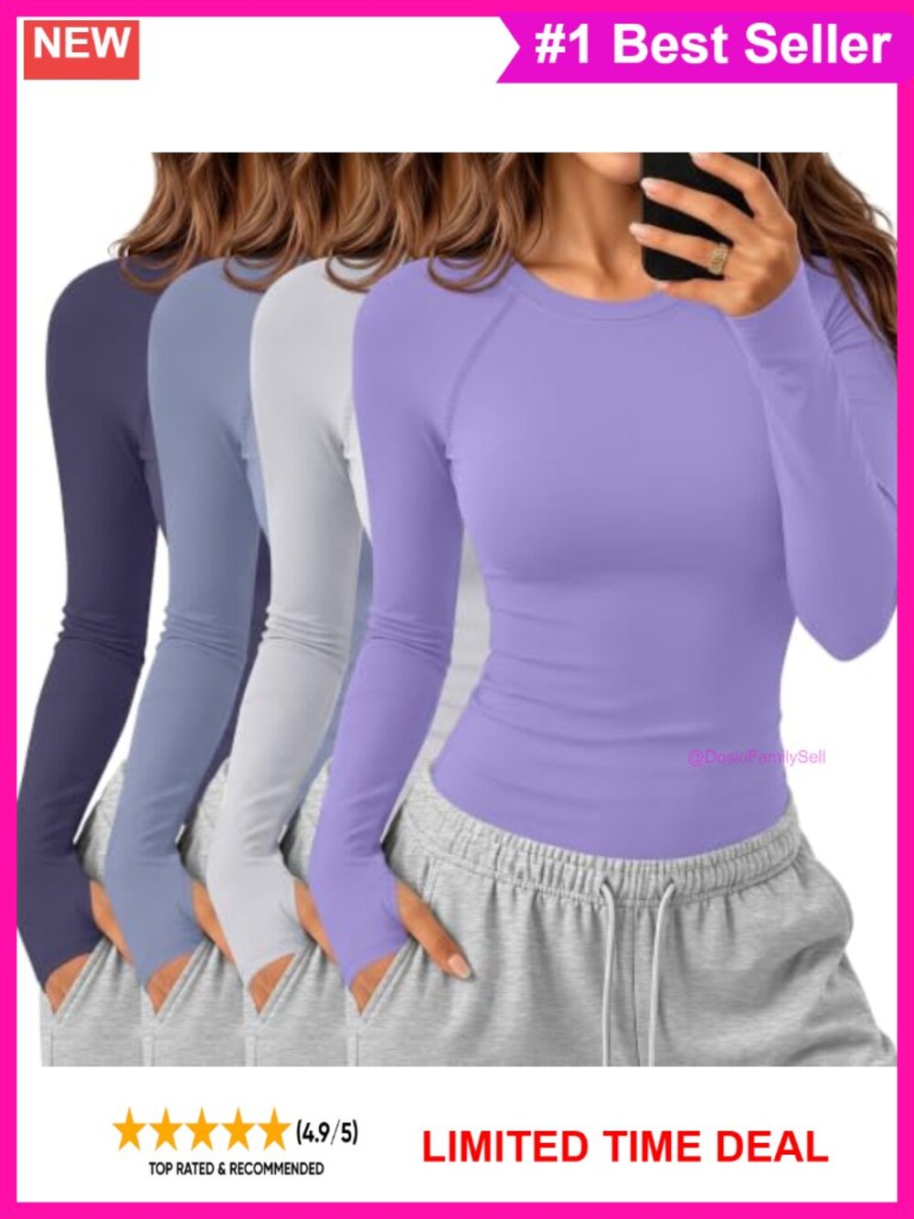 4 Pack Seamless Workout Shirts Long Sleeve Thumb Holes Yoga Gym Tops